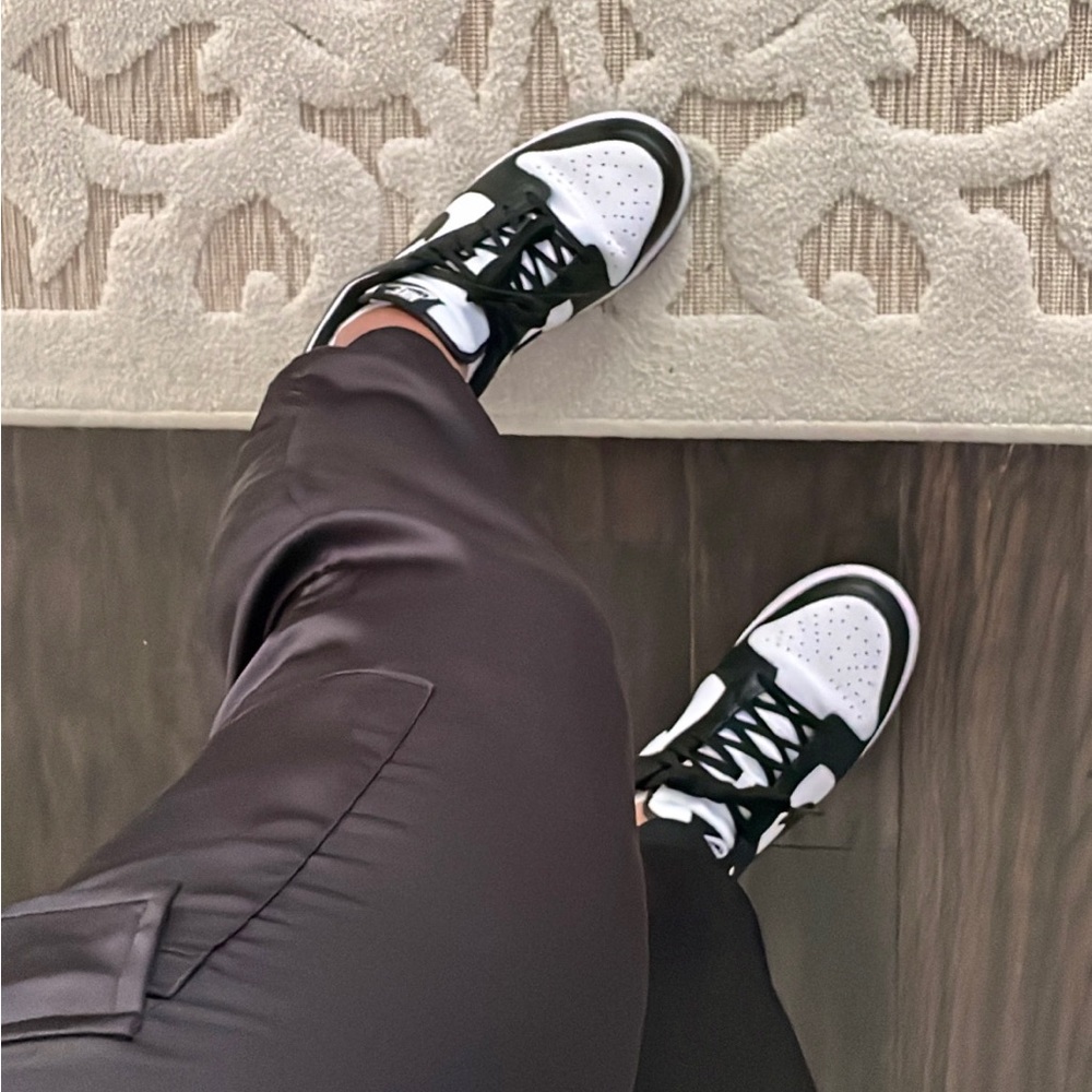 Black jogger cargo Satin Drawstring Waist Pants - Picture 7 of 8